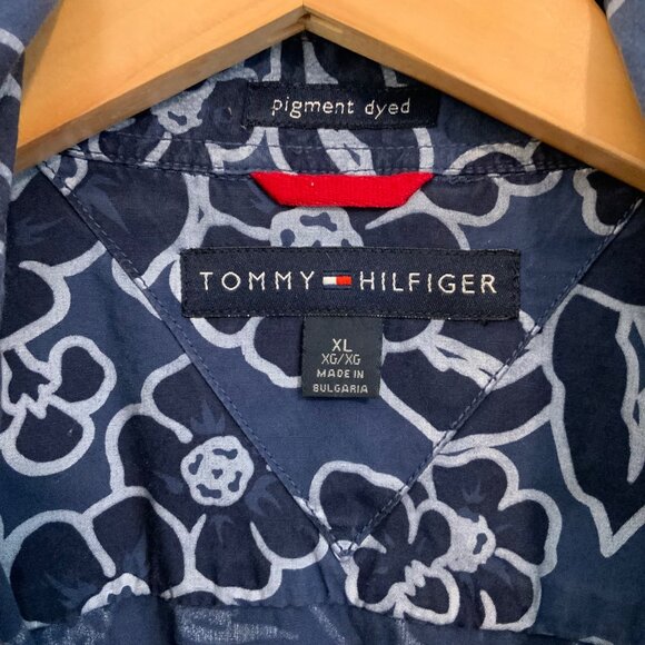 Tommy Hilfiger Blue Hawaiian Floral Print Short Sleeve Button Front Shirt XL - Picture 3 of 10